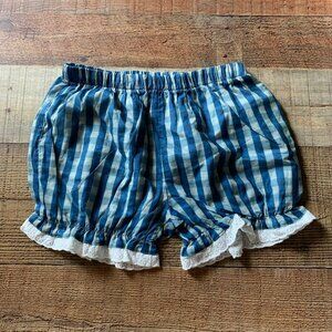 Wren James Girls Blue Checkered Bloomers Shorts with Lace -7